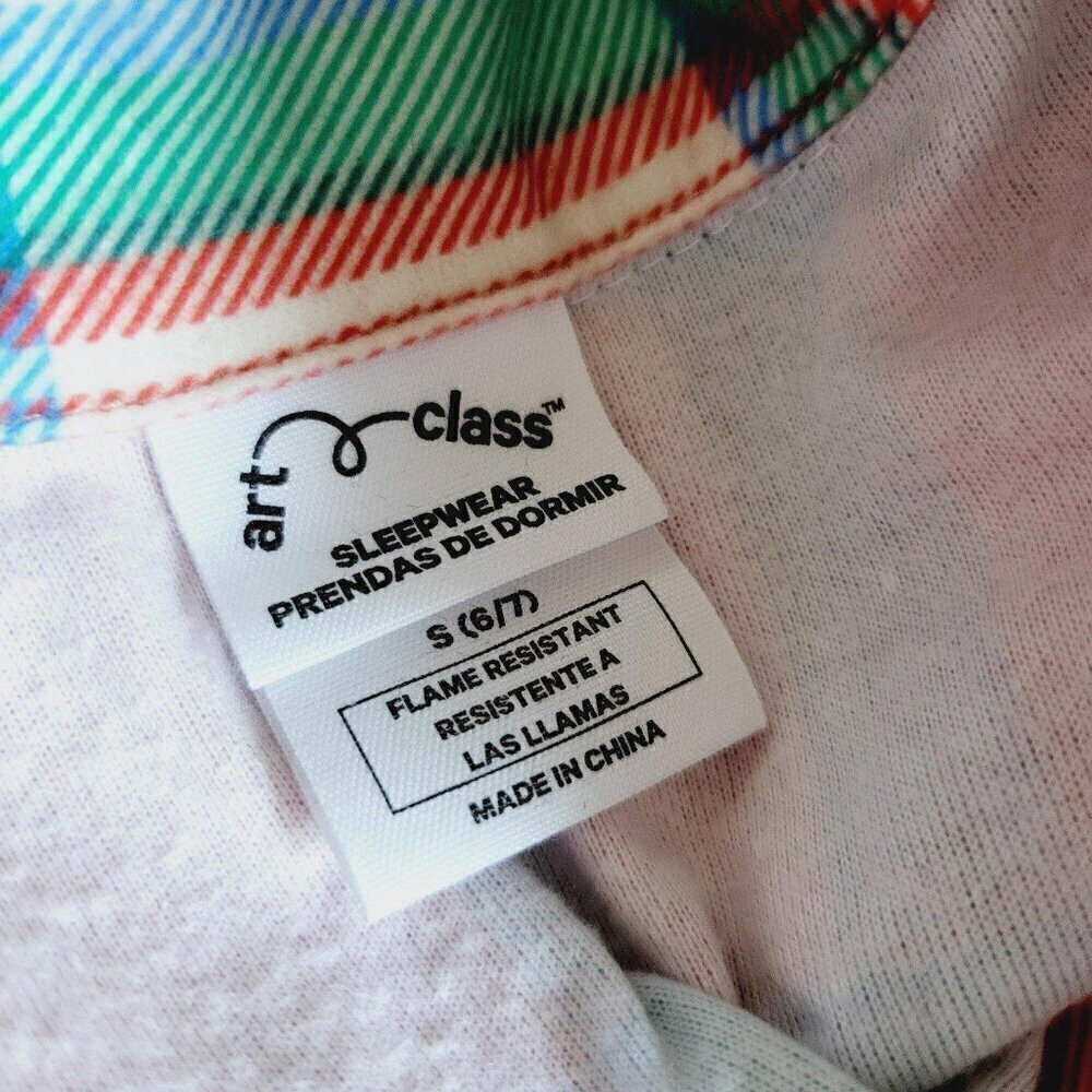 Art Class Girls' 2pc Flannel Long Sleeve Button up Pajama Set (small) 4KIDi-BH - Picture 5 of 5